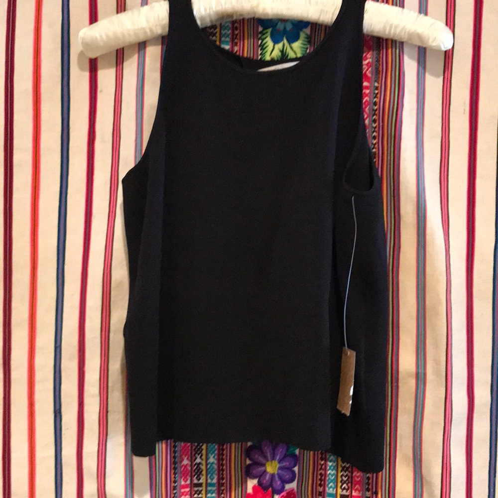 Rachel Roy black knit top L sexy open back